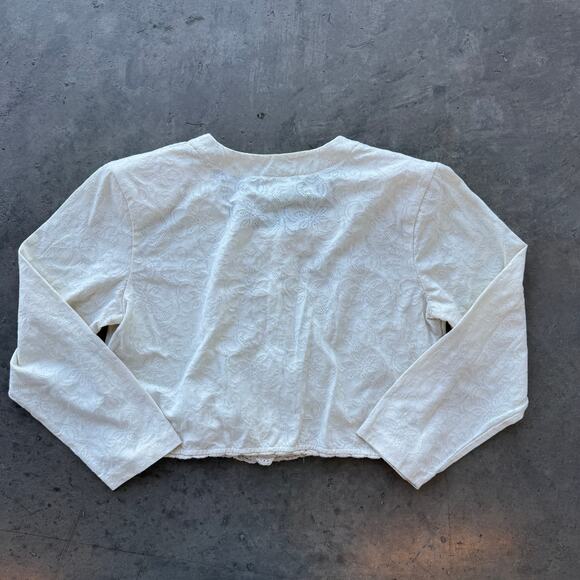 Vintage Y2k White Lace Longsleeve Button Up Cardigan Made In USA Large - Picture 2 of 5